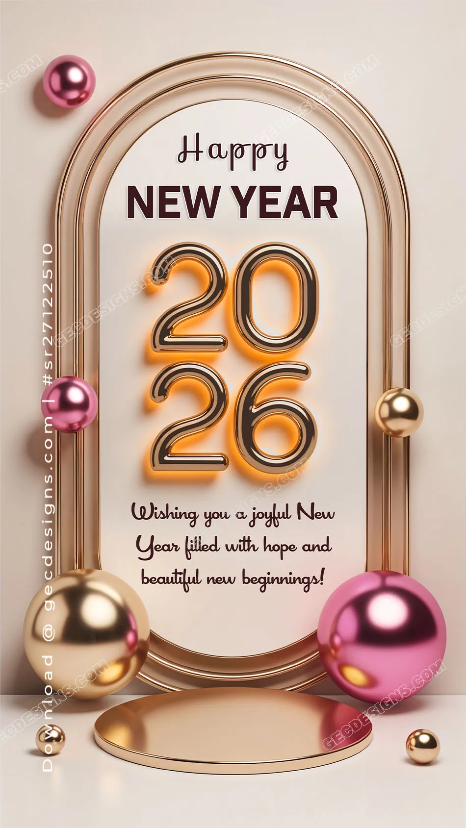 Happy New Year 2026 Elegant Greeting Image with Soft Gold Tones for Joyful Wishes and New Beginnings