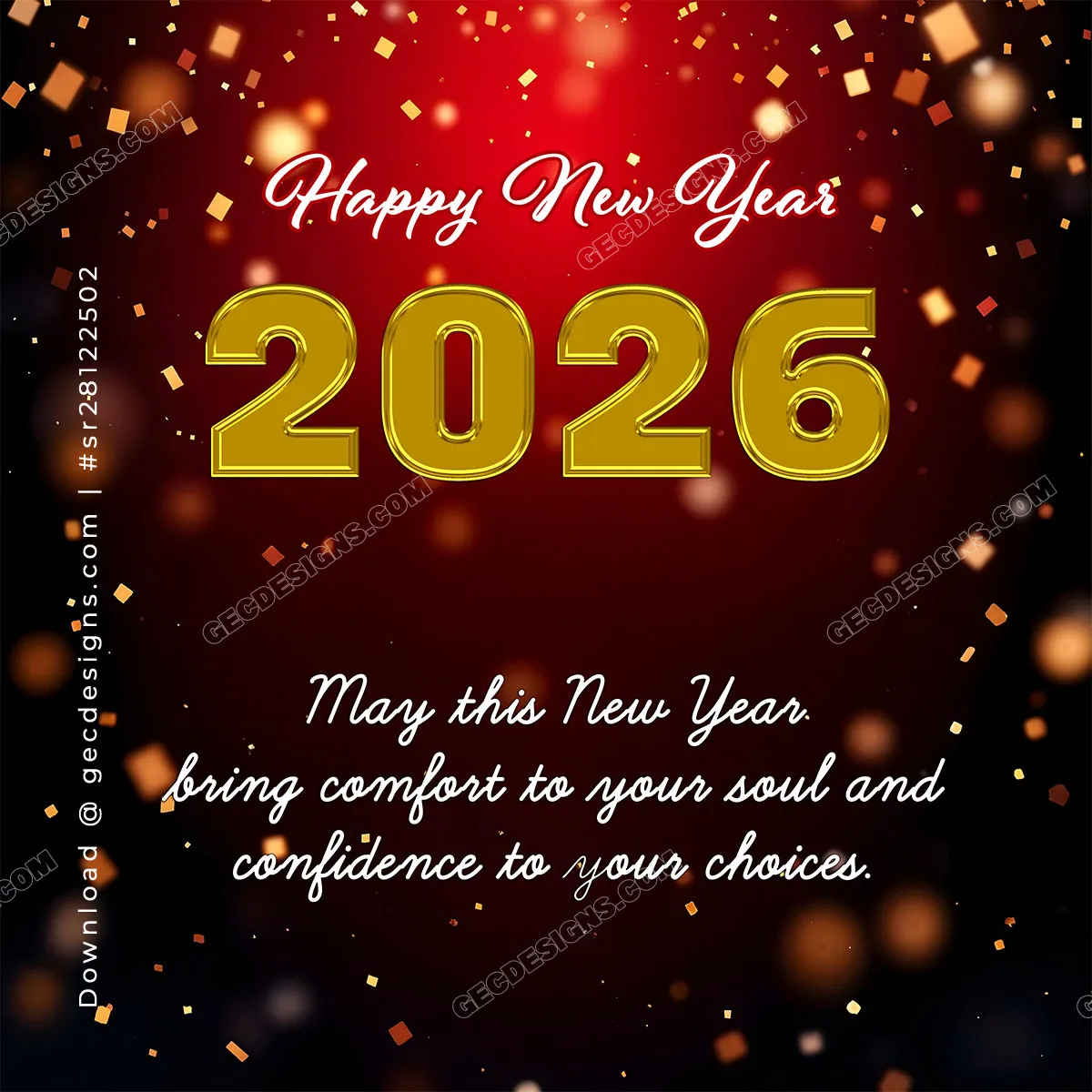 Happy New Year 2026 Wishes Image Featuring Red and Gold Celebration with  Thoughtful New Year Words - GEC Designs