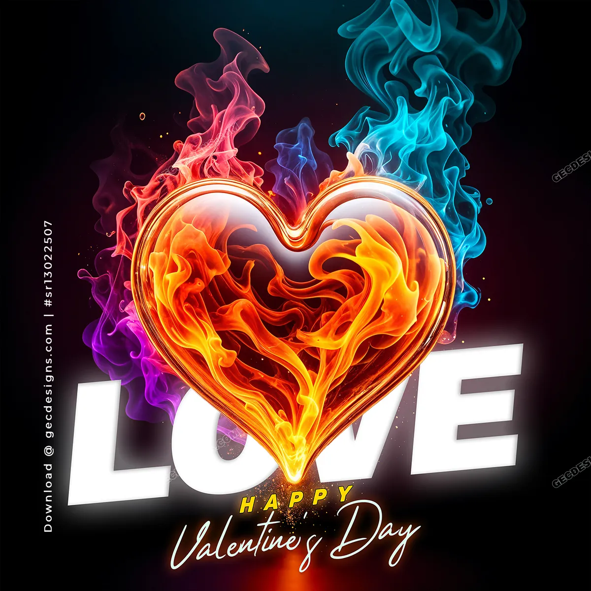 Happy Valentine's Day wishes with colorful heart wallpaper - GEC Designs, image size:1200x1200