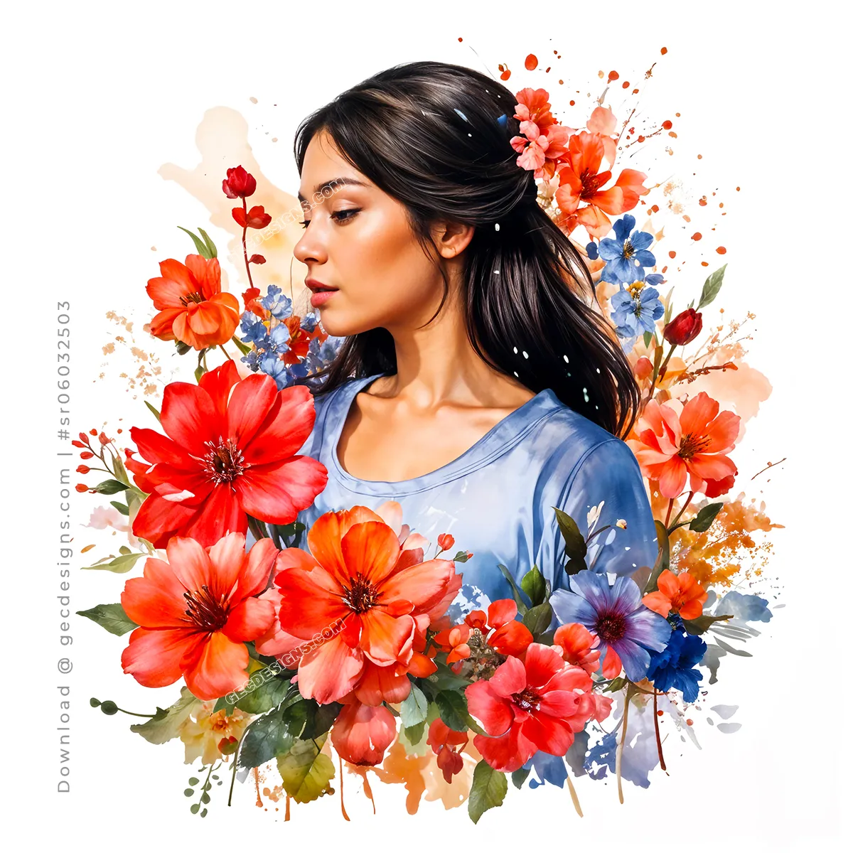 Happy Women's Day illustration of Beautiful Flower and Woman's face image