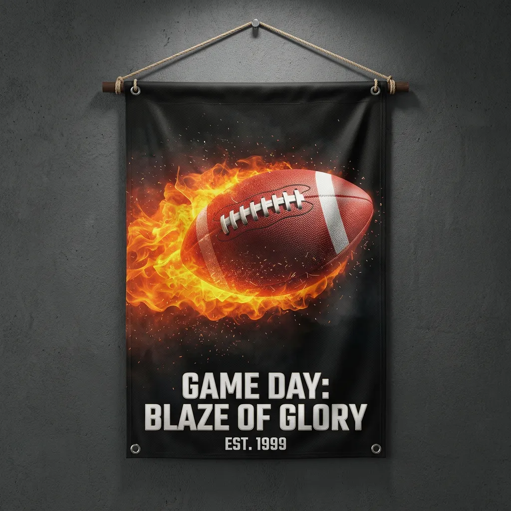 Hd american football on fire wallpaper design mockup one