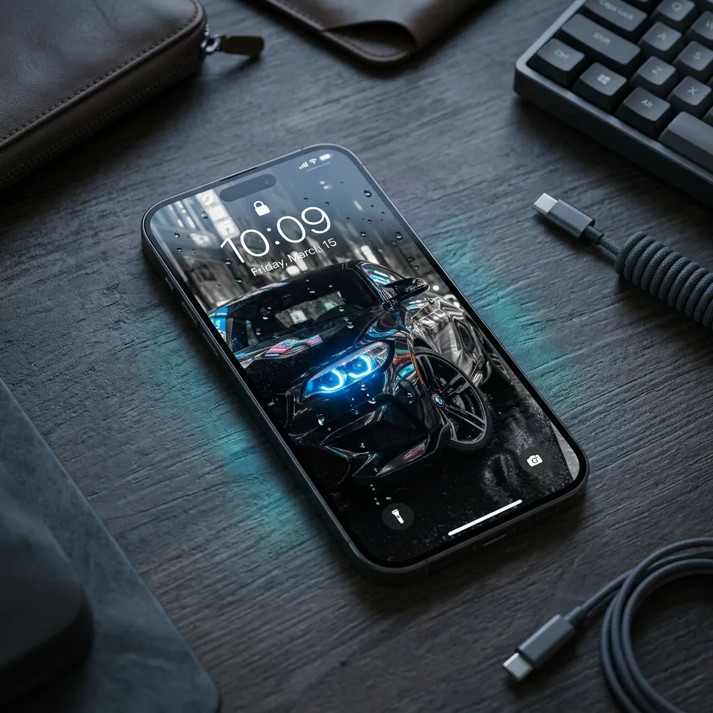 Hd black sports car wallpaper for iPhone lock screens mockup one