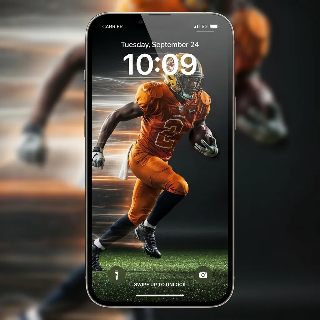 Hd football player wallpaper for iPhone lock screen mockup one
