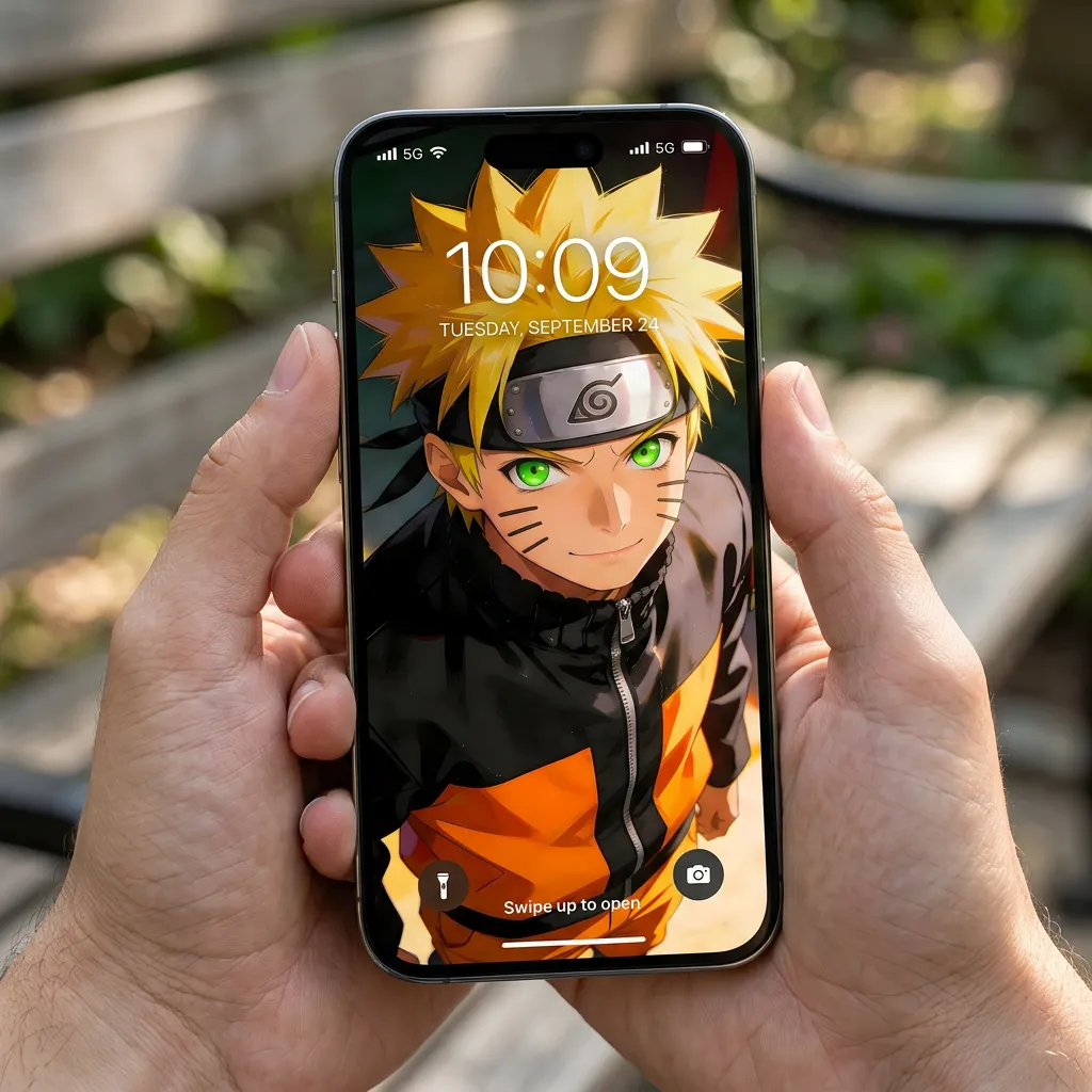 Hd naruto iPhone wallpaper with green eyes detail mockup one