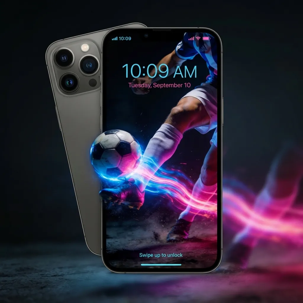 Hd neon soccer wallpaper for iPhone lock screens mockup one