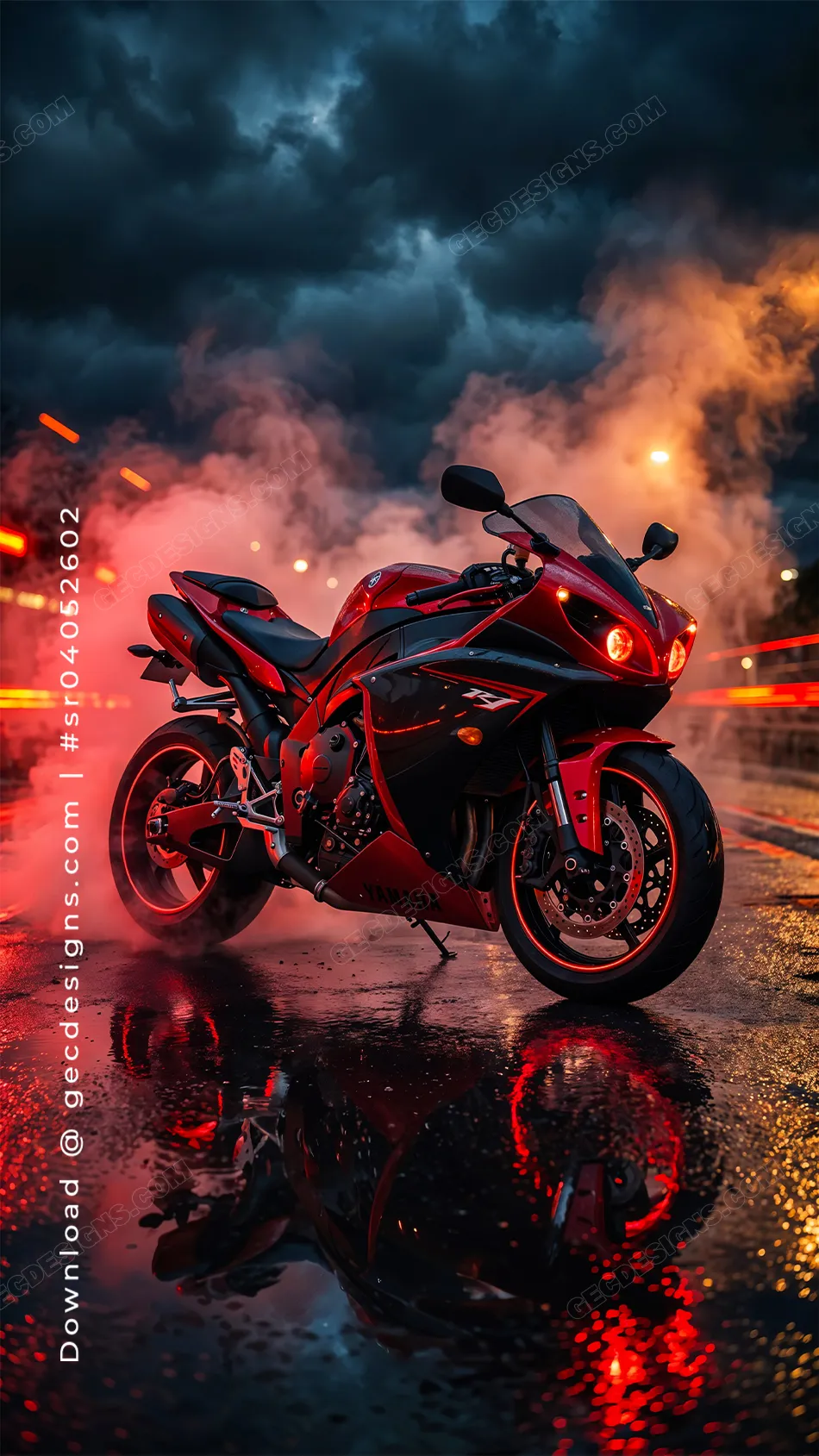 HD Sport Bike Wallpaper with Dark Storm Background