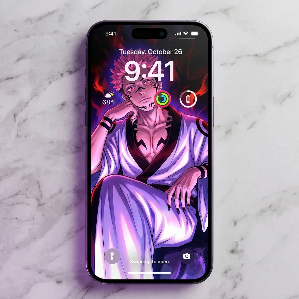 Hd sukuna wallpaper with demon king energy glow mockup one
