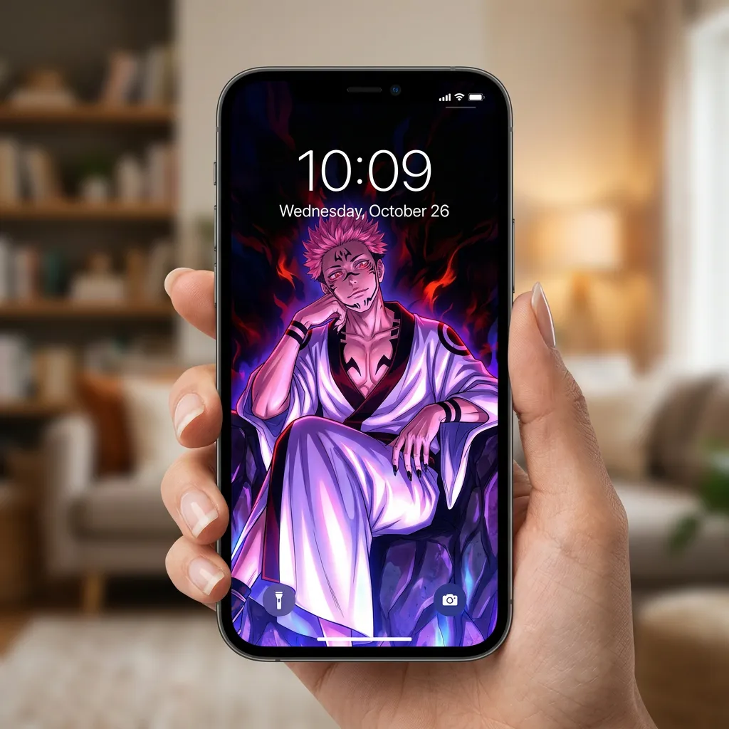 Hd sukuna wallpaper with demon king energy glow mockup two