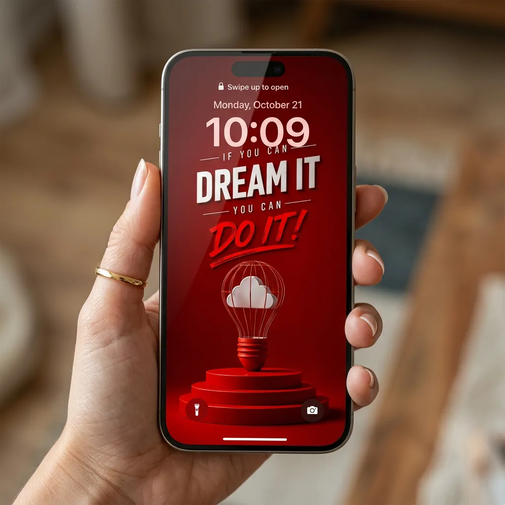 If you can dream it, you can do it iPhone wallpaper in bold red mockup one