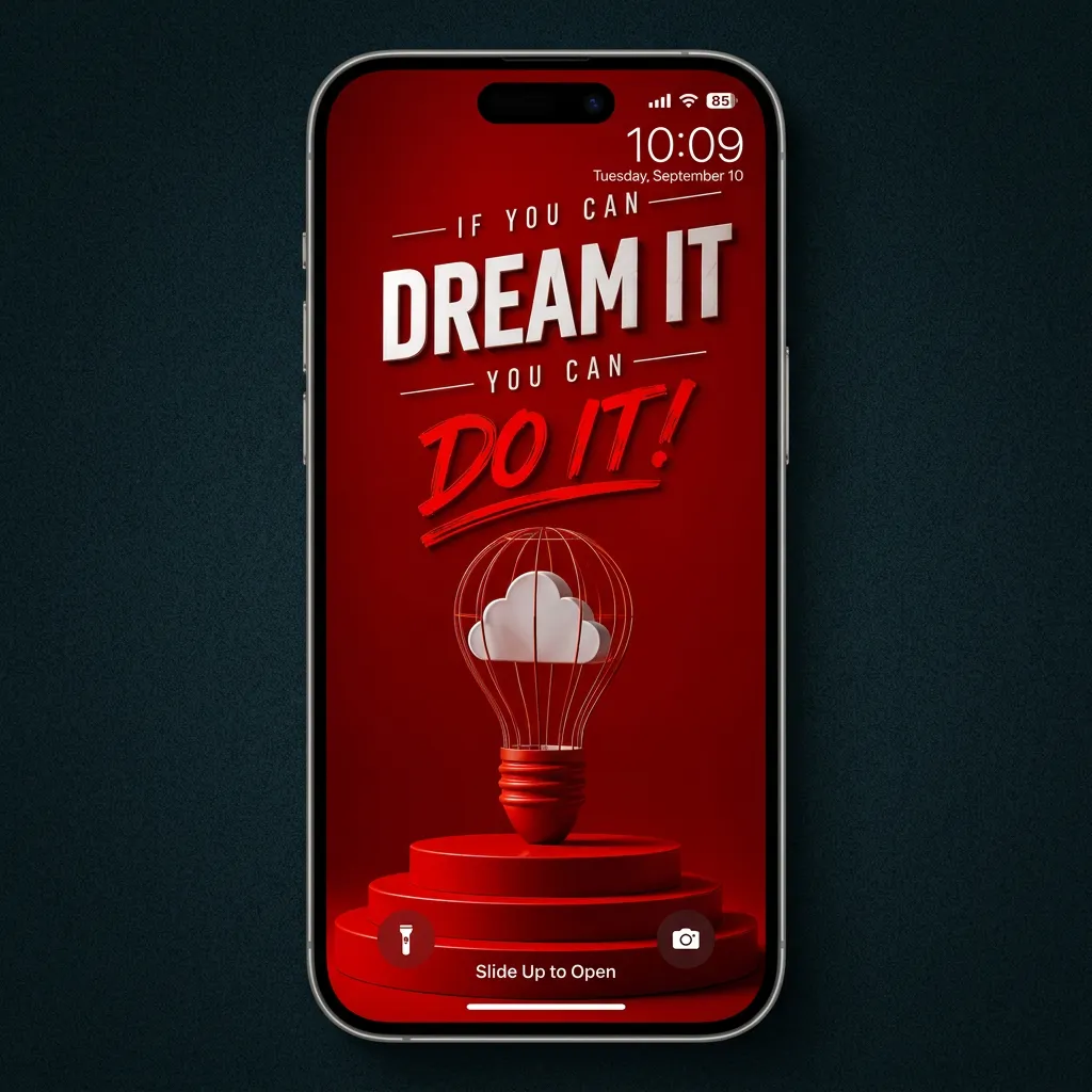 If you can dream it, you can do it iPhone wallpaper in bold red mockup two