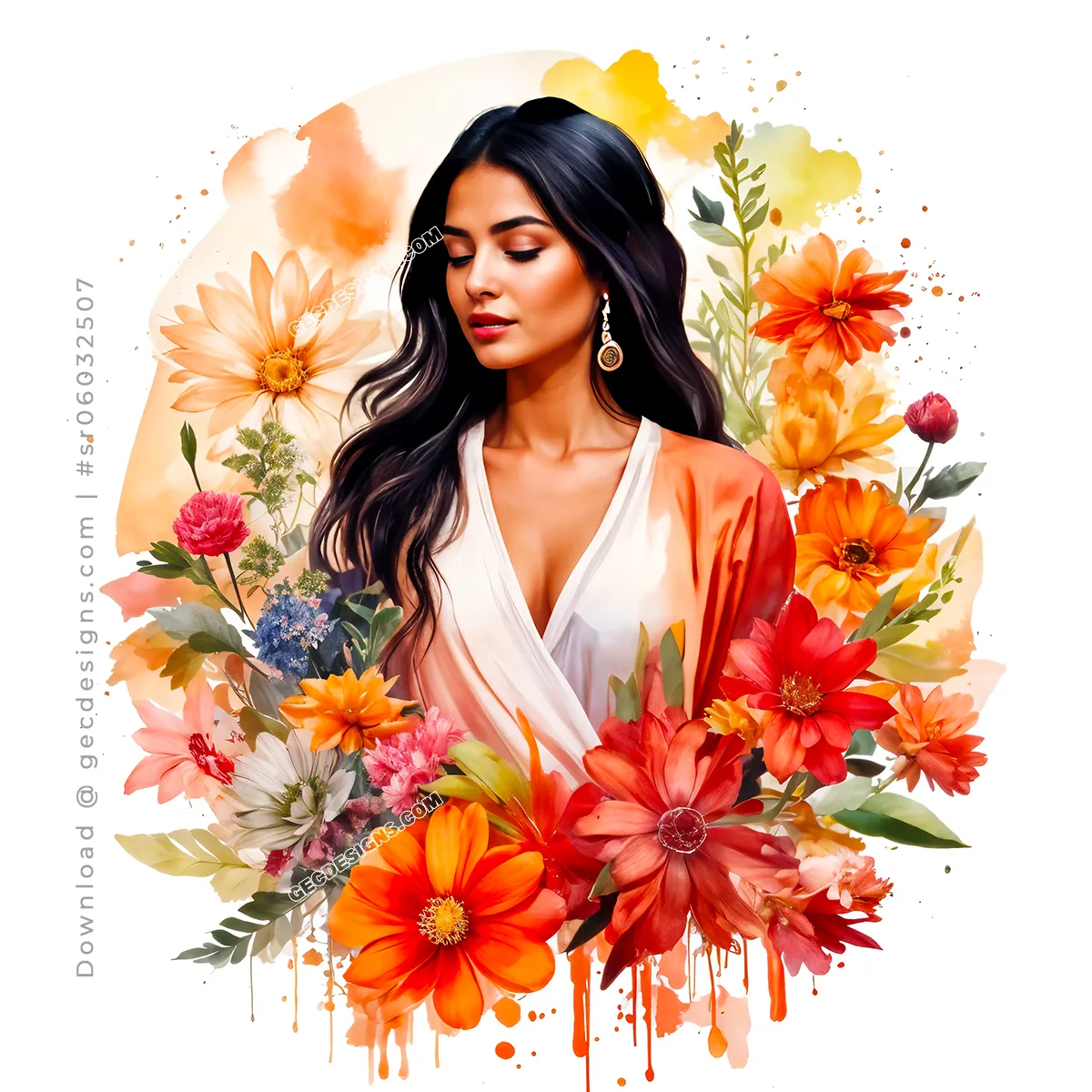 International Women's Day 2025, wishes and greetings digital art of flowers and woman's face background