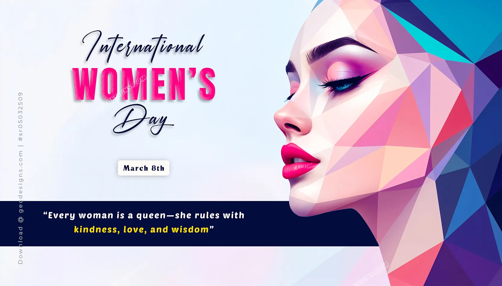 International Women's Day 2025 wishes, with a Creative young woman face background