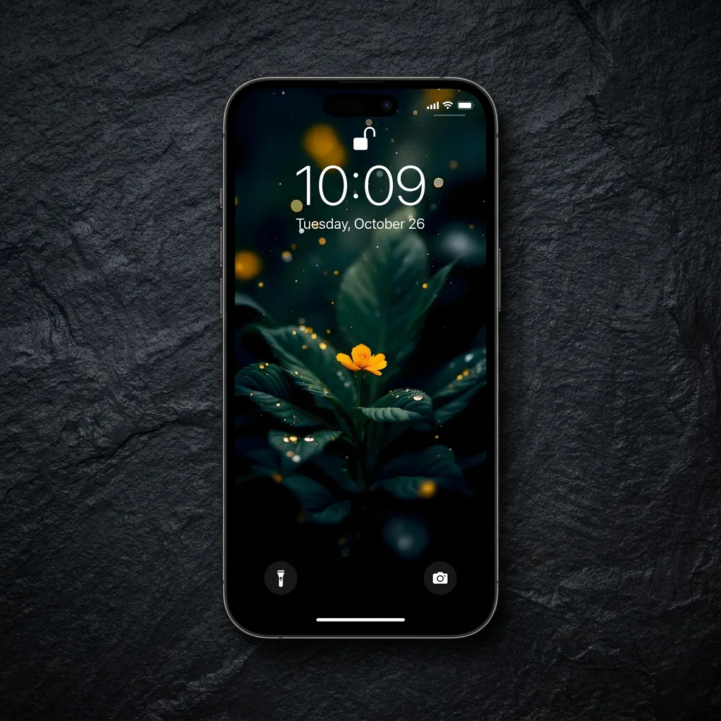 iPhone wallpaper with yellow flower glow mockup two