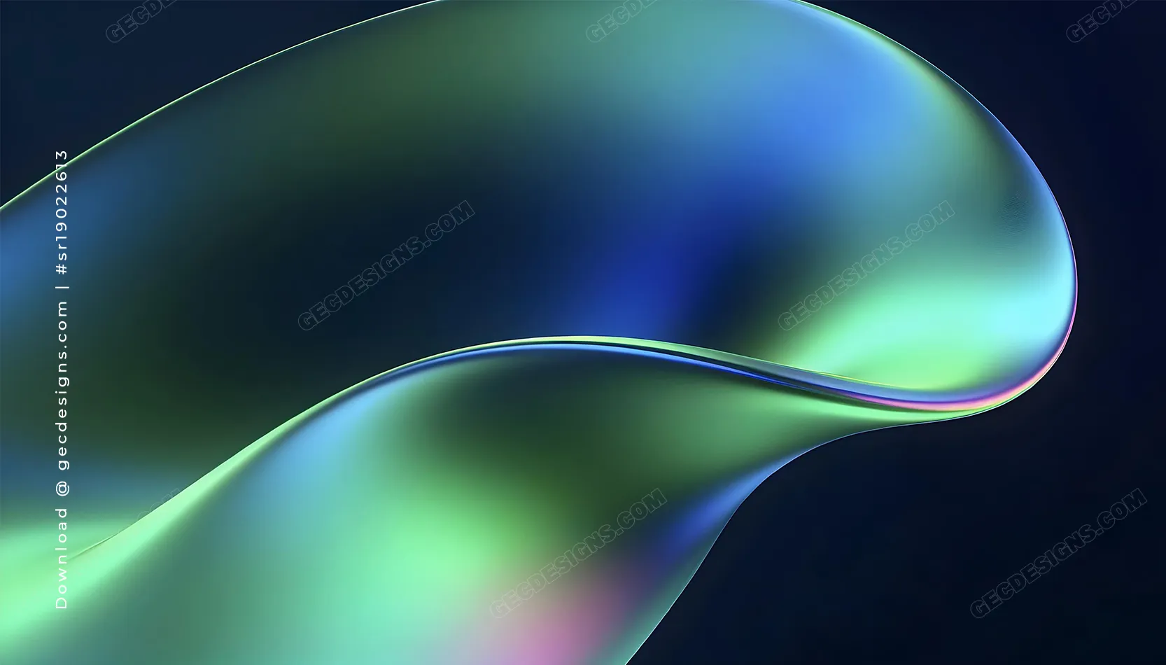 Iridescent Green Abstract Gradient Wallpaper with Smooth Glass Flow for desktop background