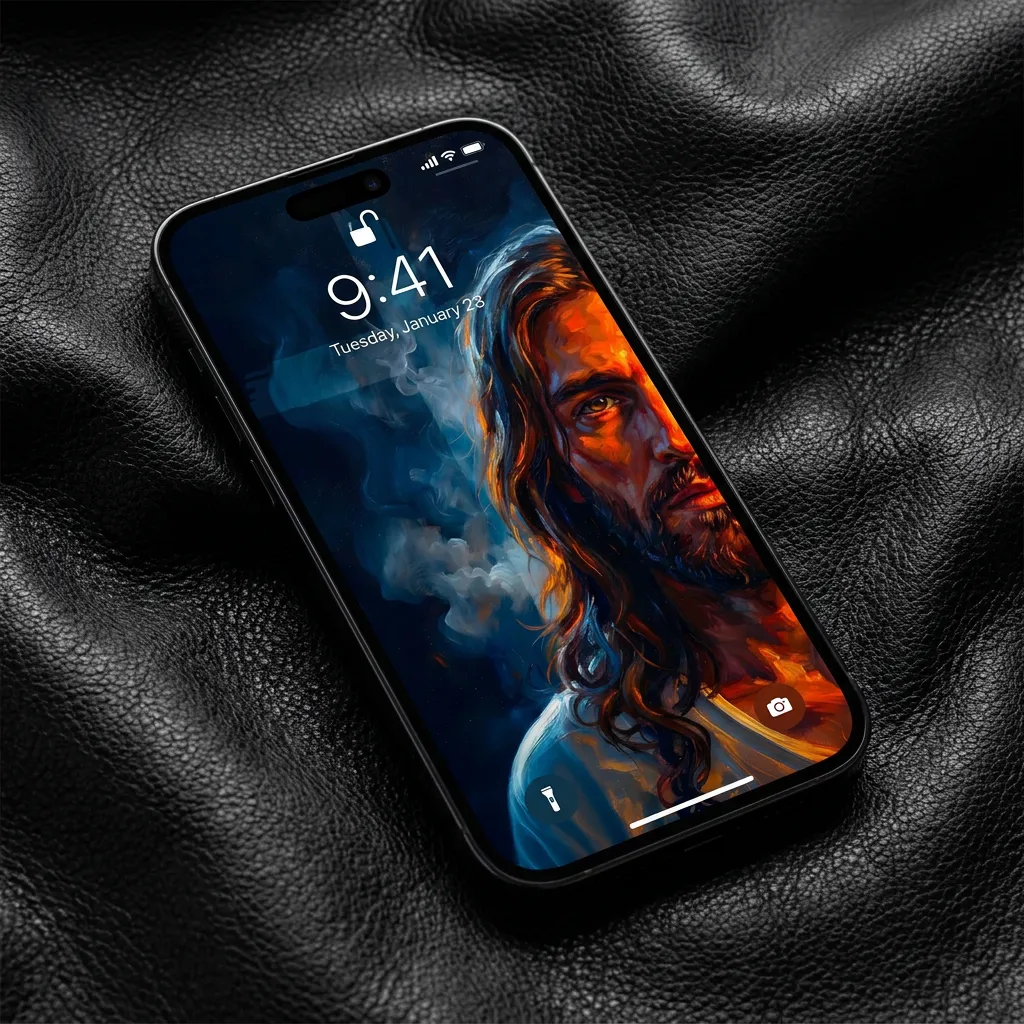 Jesus christ iPhone wallpaper for christian lock screen mockup one