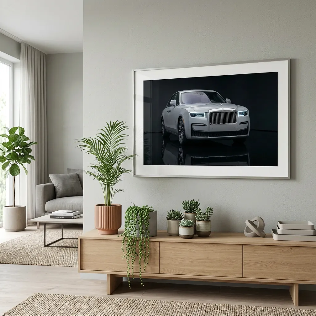 Luxury car wallpaper desktop with premium sedan and high end lifestyle look mockup one