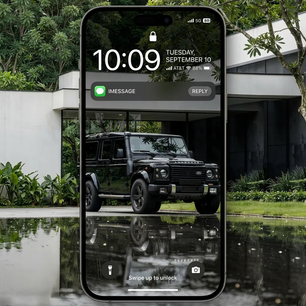 Luxury suv mansion iPhone wallpaper with modern house and premium lifestyle mockup one