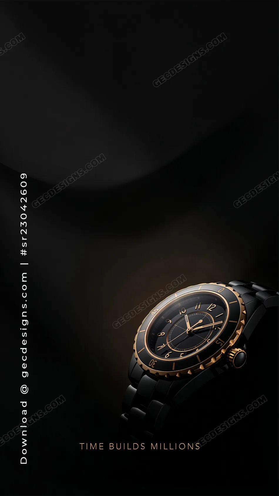 Luxury Watch iPhone Wallpaper with Time Builds Millions and Premium Black Gold Design