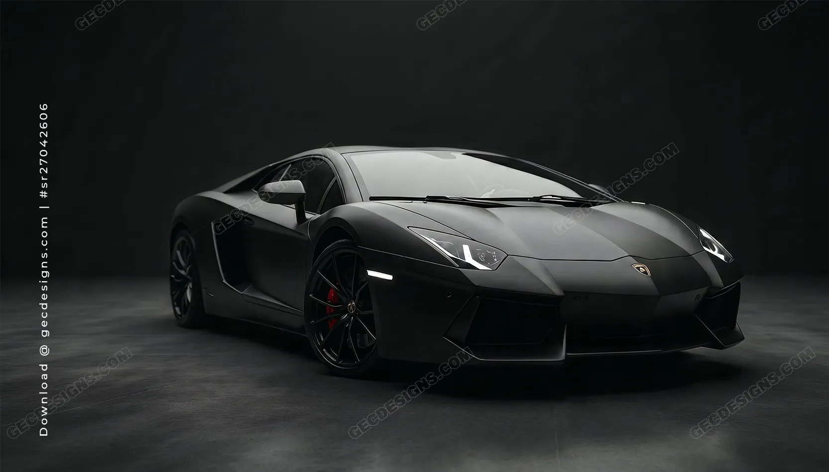 Matte Black Supercar Desktop Wallpaper with Stealth Studio Lighting
