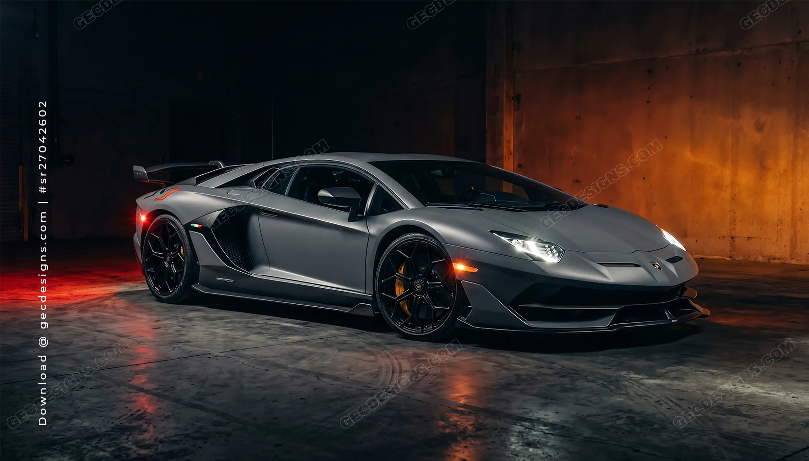 Matte Gray Supercar Desktop Wallpaper in Dark Garage
