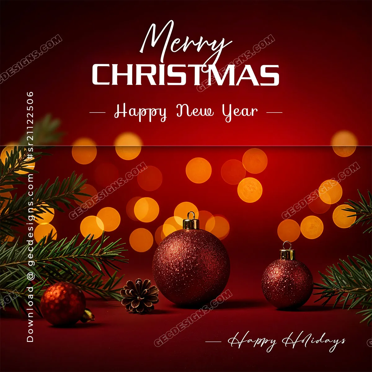 Happy New Year Wallpaper 4K, Merry Christmas, Red background, image size:1200x1200