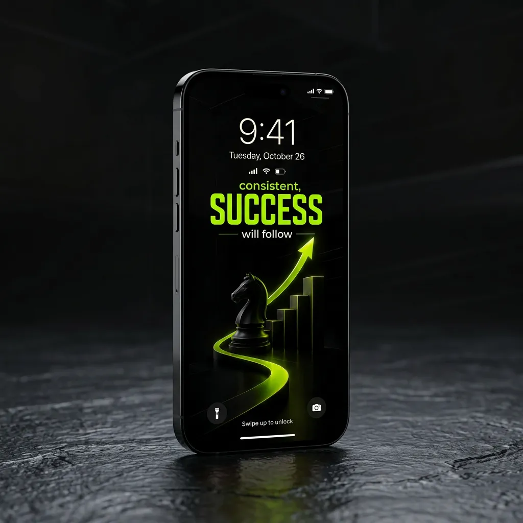 Motivational success wallpaper with growth arrow design mockup one
