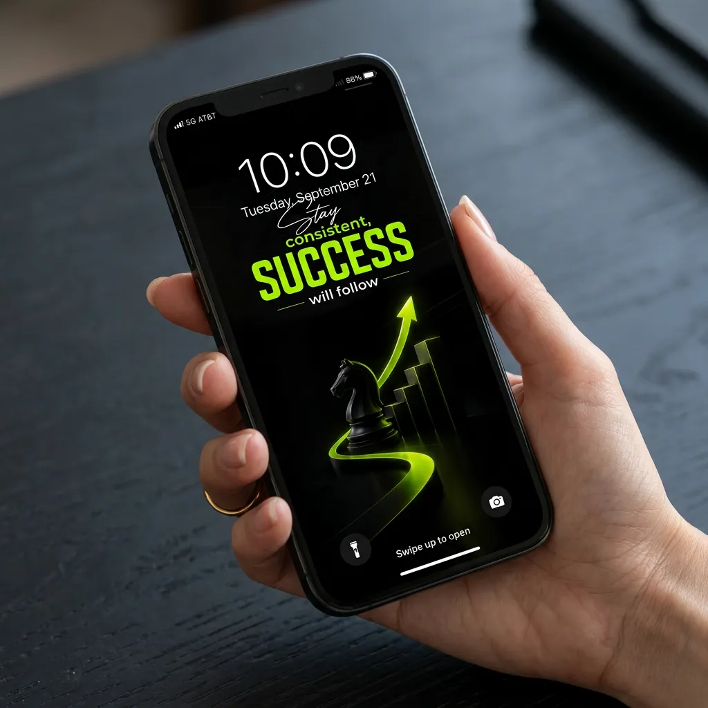 Motivational success wallpaper with growth arrow design
