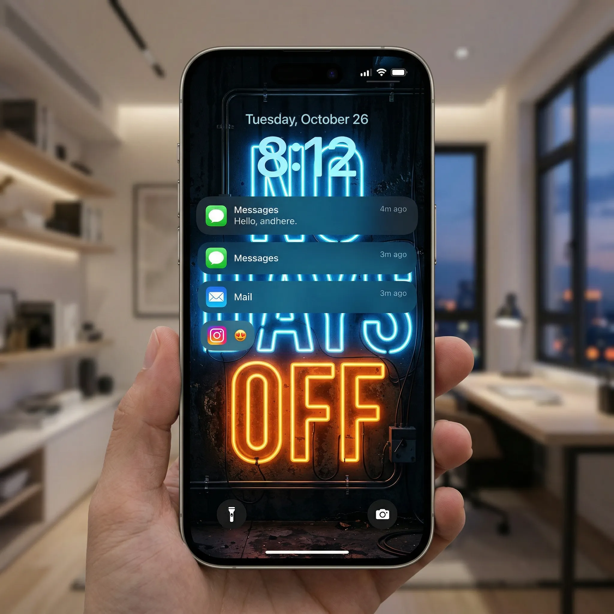 No days off iPhone wallpaper neon motivation quote for success mindset background mockup one