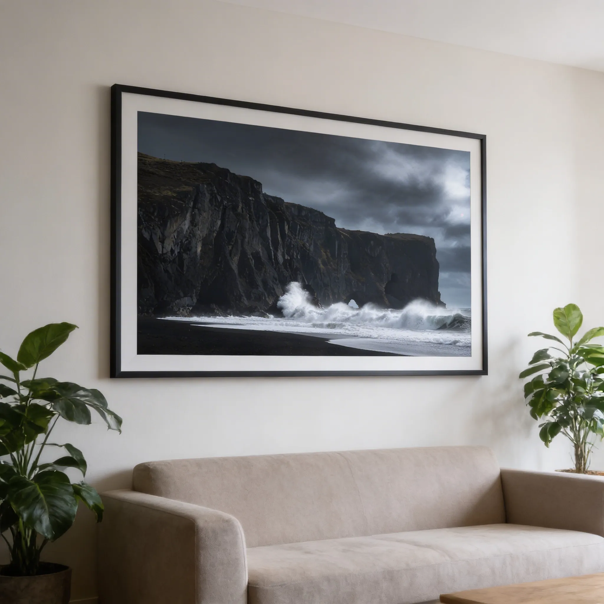 Powerful Nature Desktop Wallpaper With Stormy Ocean Waves And Towering Coastal Cliffs Sr24022622 Mockup Two
