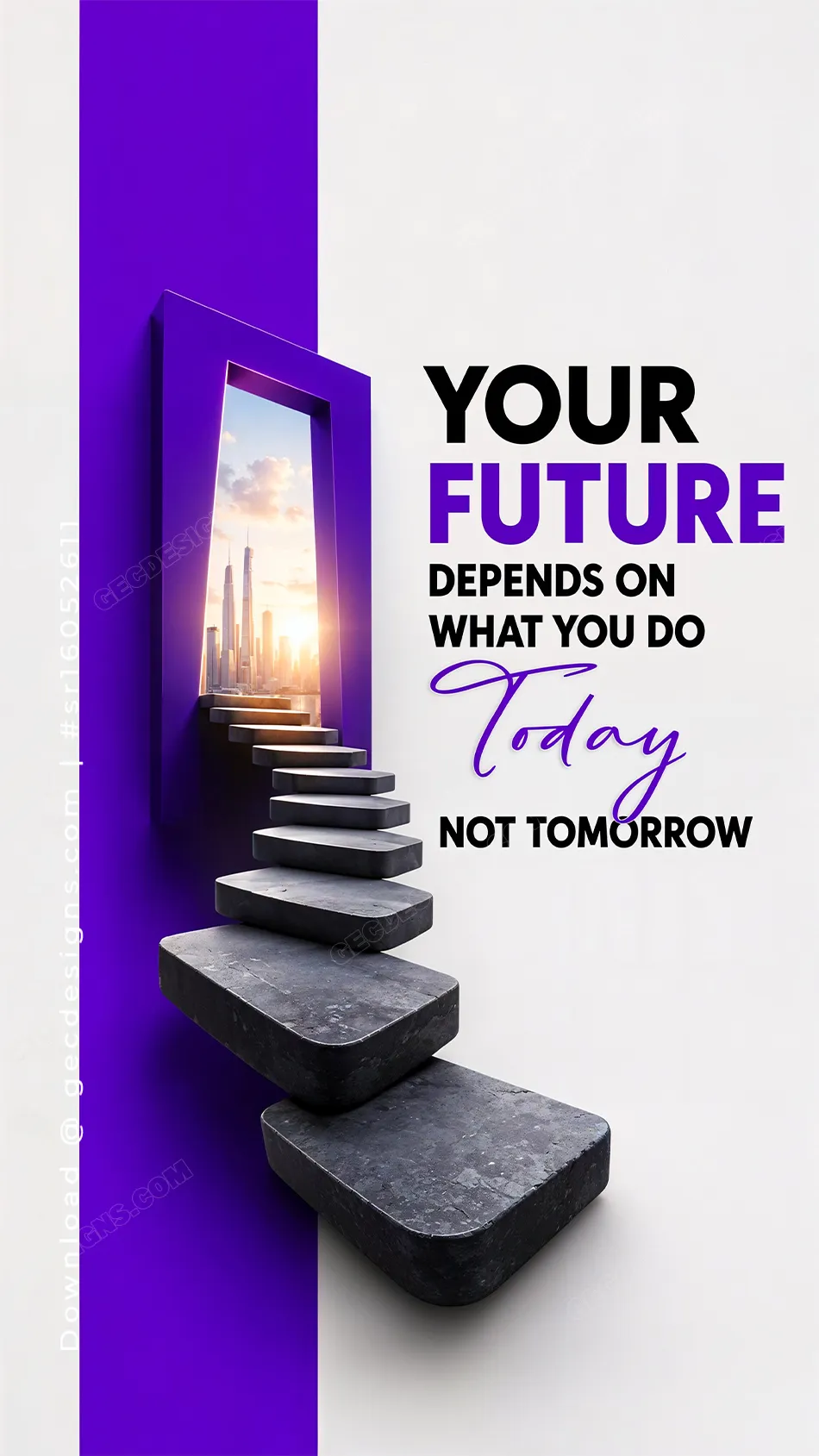 Purple Success Mindset iPhone Wallpaper with Stairway to Future Design