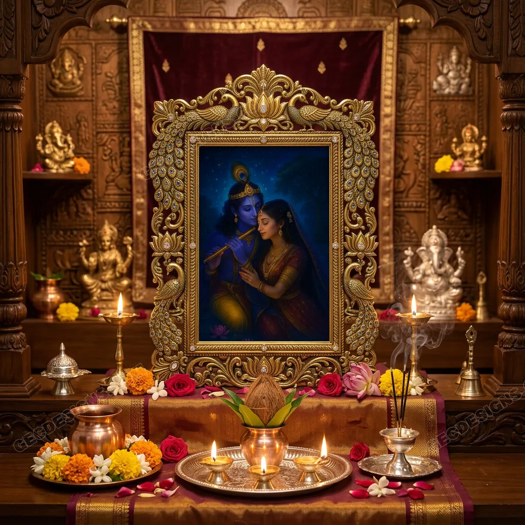 Radha krishna premium hd image divine love artwork for mobile wallpaper and framed prints mockup three