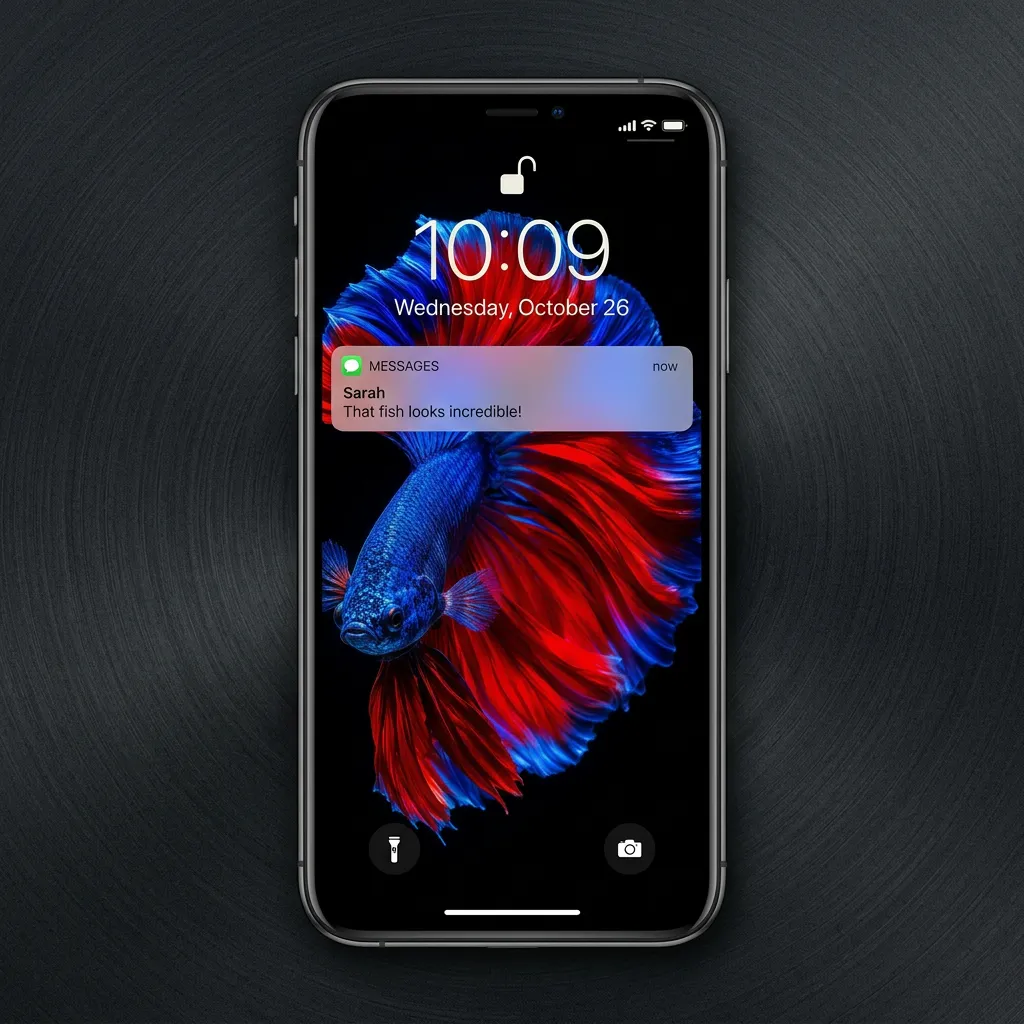 Red and blue betta fish iPhone wallpaper mockup one