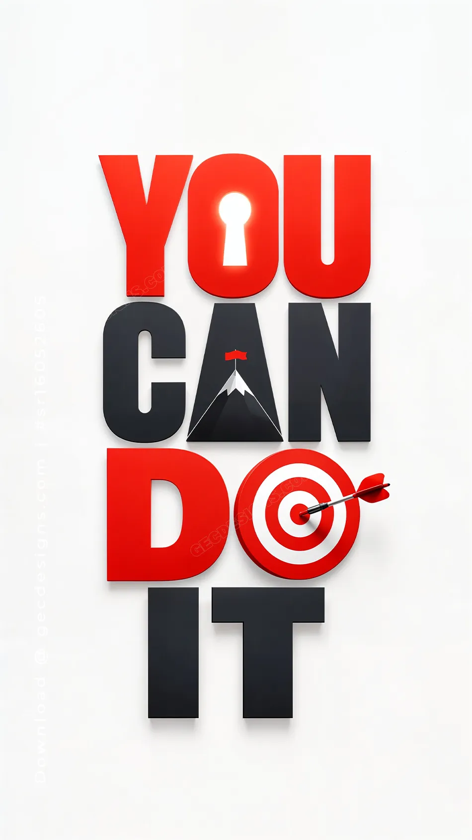 Red and White Motivational iPhone Wallpaper with Target Goal Design
