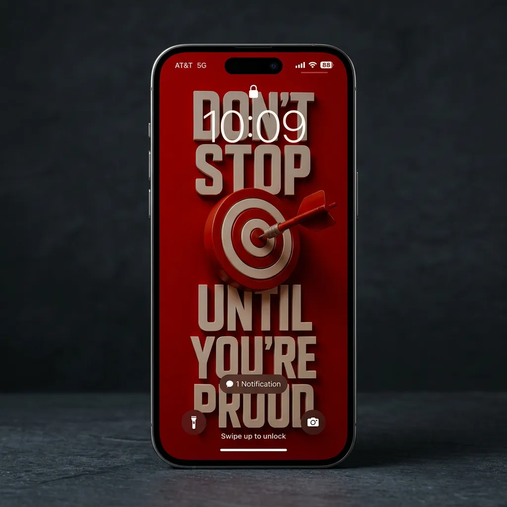 Red motivational quote iPhone wallpaper with target design mockup two