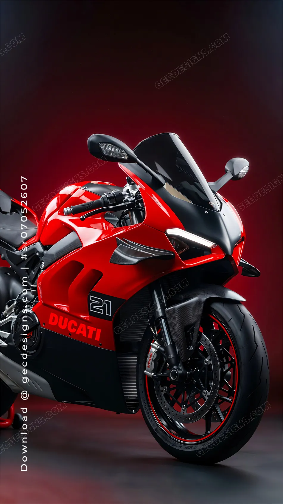 Red Superbike iPhone Wallpaper with Dark Studio Background