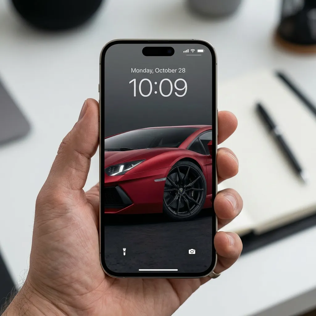 Red supercar desktop wallpaper with dark studio background mockup two