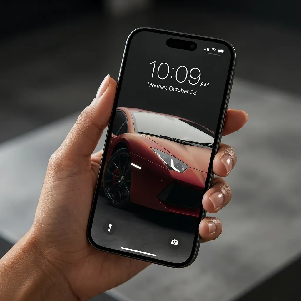 Red supercar desktop wallpaper with dark studio lighting mockup one