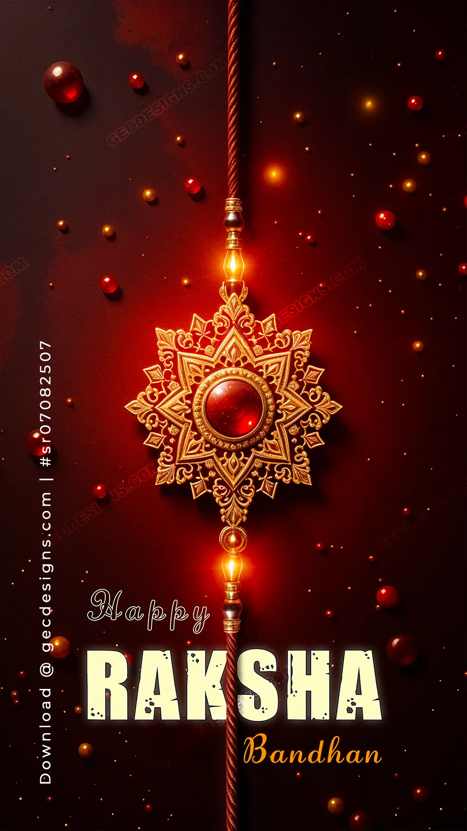 Royal Red and Gold Rakhi image, Happy Raksha Bandhan greetings on maroon background