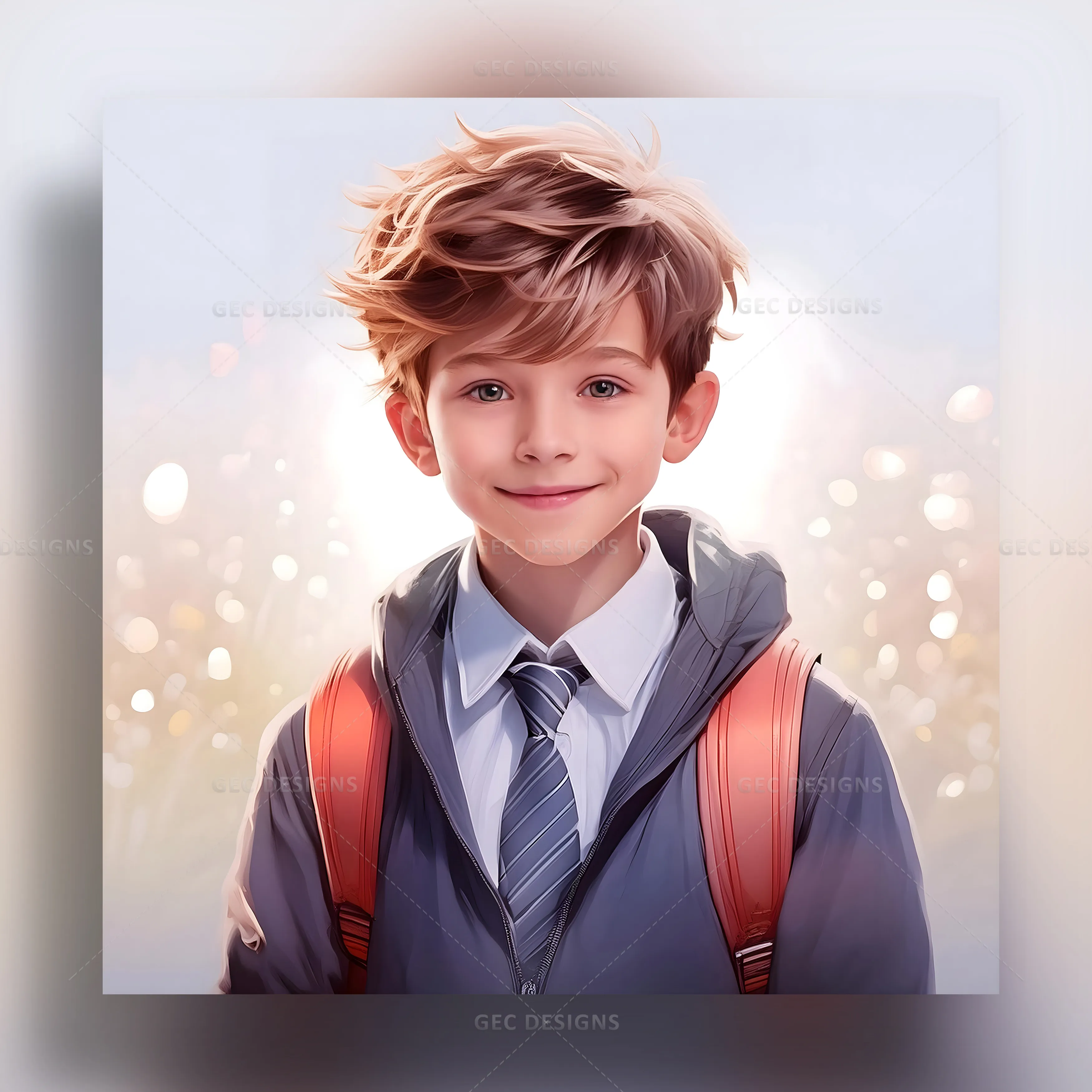 Smiling schoolboy in school uniform with backpack AI Generated ...