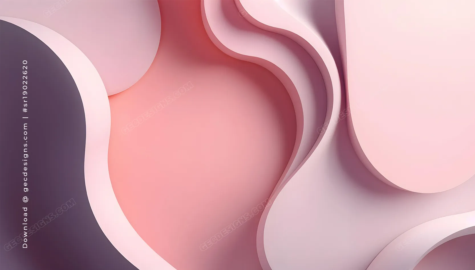 Soft Pink Minimal Aesthetic Wallpaper with Layered Paper Waves for Desktop Background