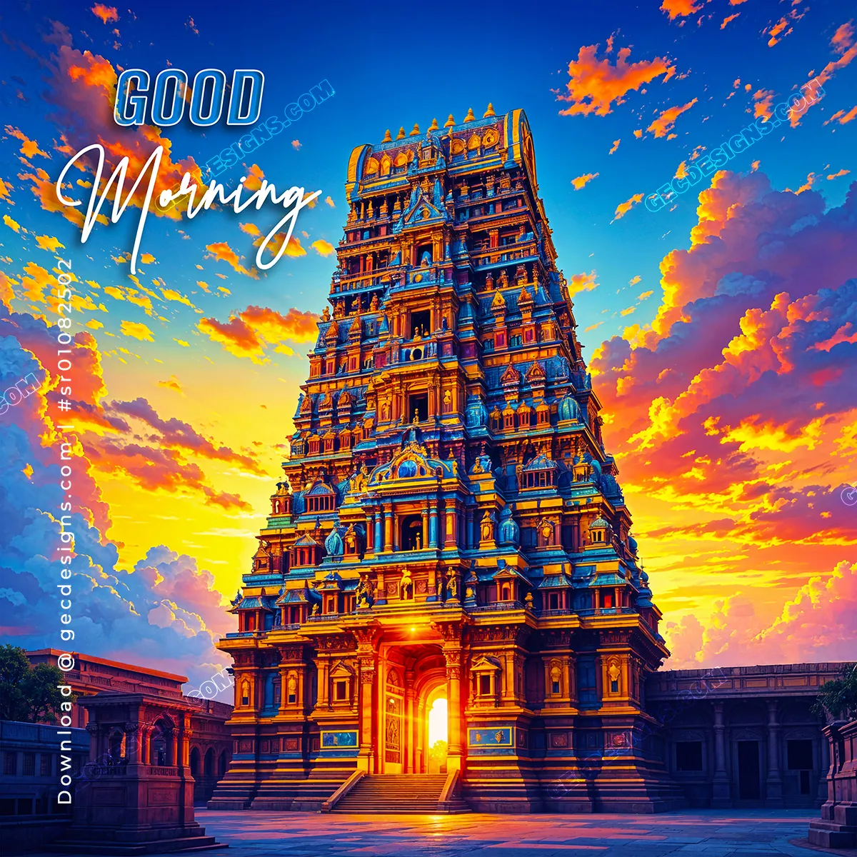 Spiritual Good Morning Image with Glowing Indian Temple at ...