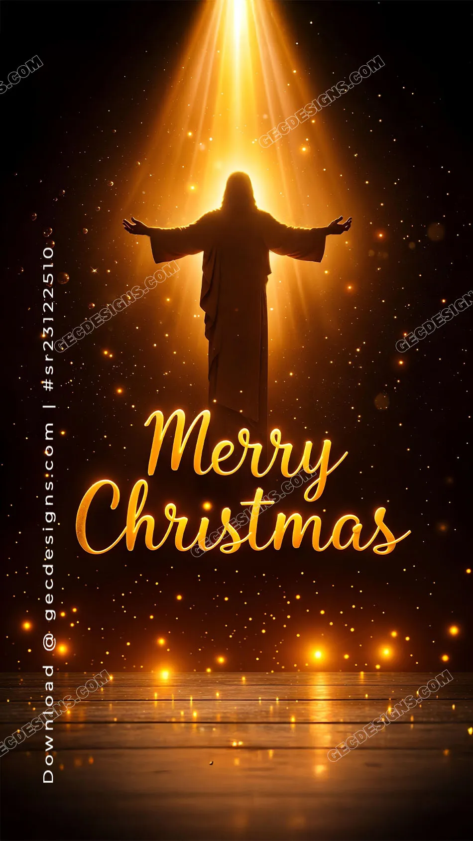 Spiritual Merry Christmas Image with Jesus Christ Silhouette and Heavenly  Golden Light - GEC Designs, image size:950x1689