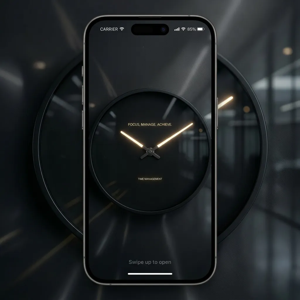 Success iPhone wallpaper with minimal clock and focus manage achieve motivation design
