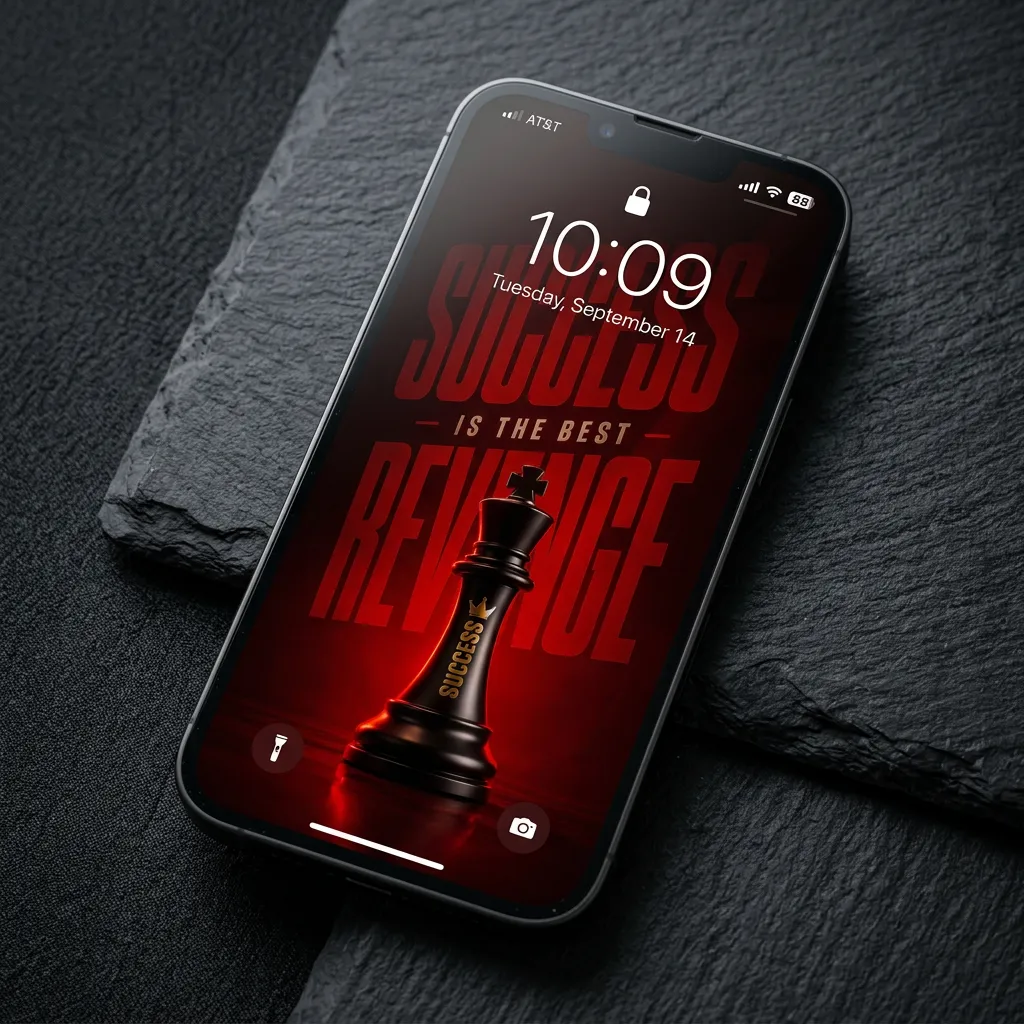 Success is the best revenge chess king motivational iPhone wallpaper mockup two