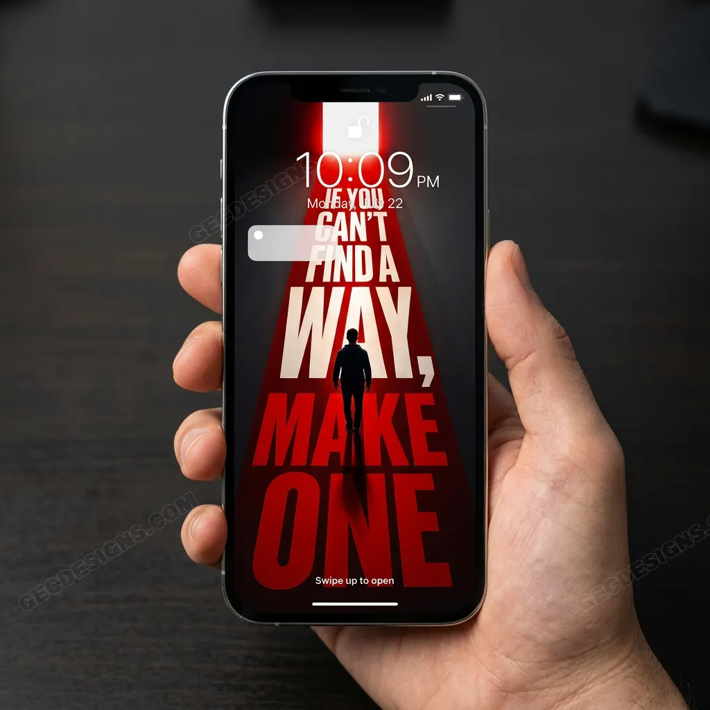 Success mindset iPhone wallpaper with bold red design mockup one