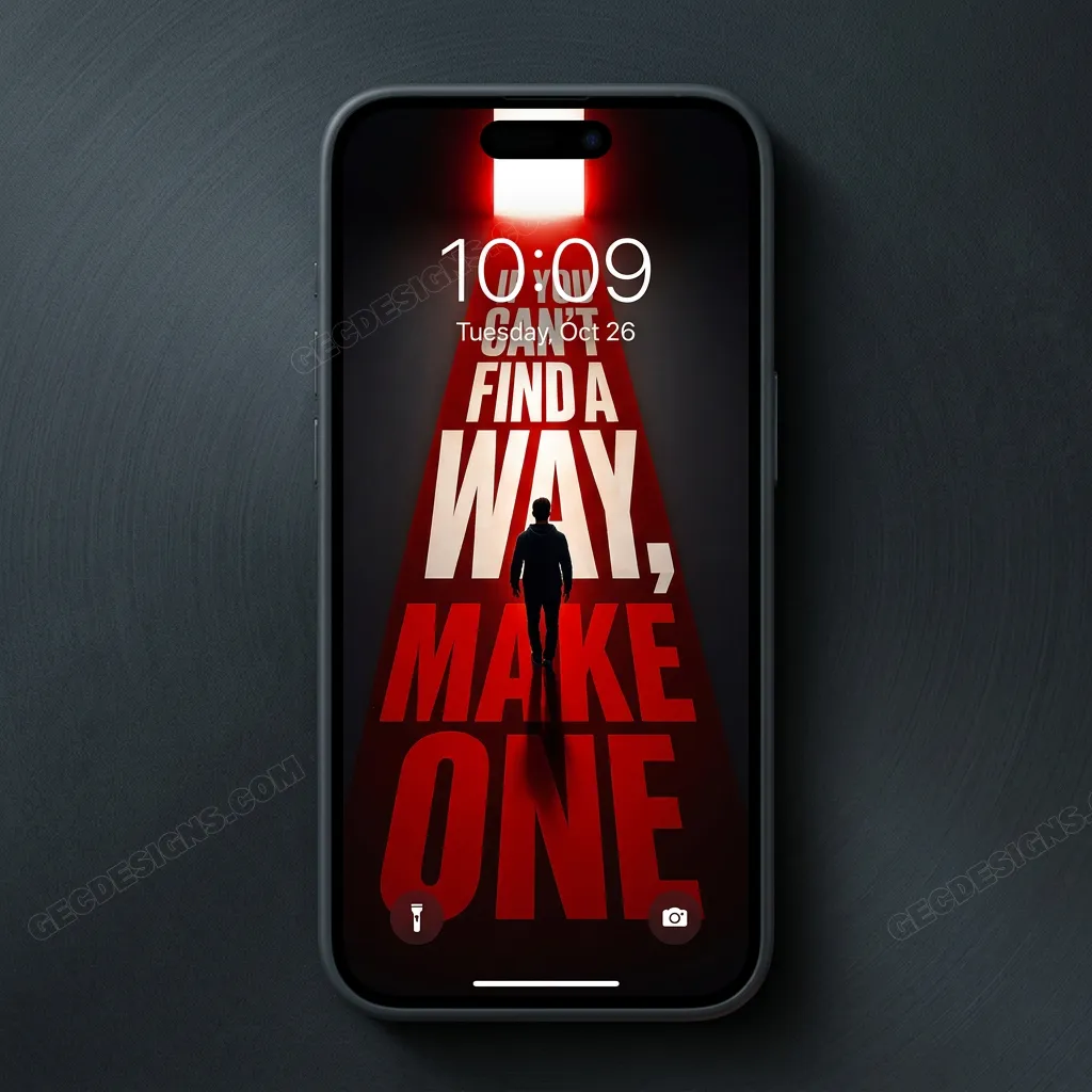 Success mindset iPhone wallpaper with bold red design