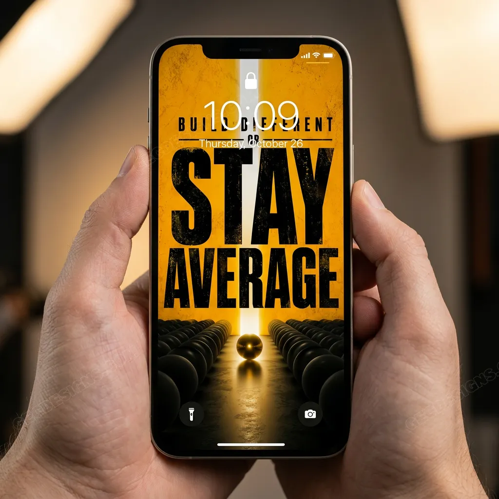 Success mindset iPhone wallpaper with bold yellow design mockup two