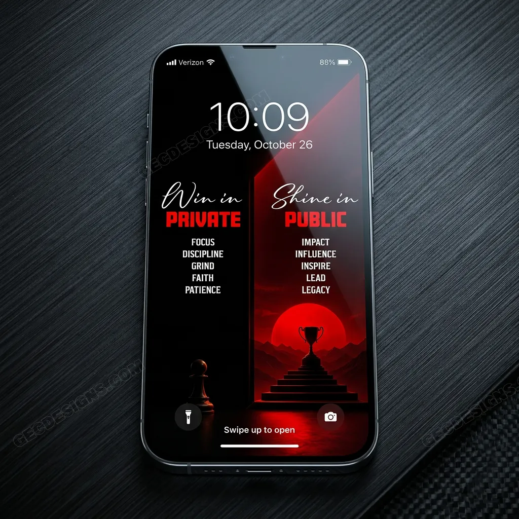 Success mindset iPhone wallpaper with discipline quote mockup two