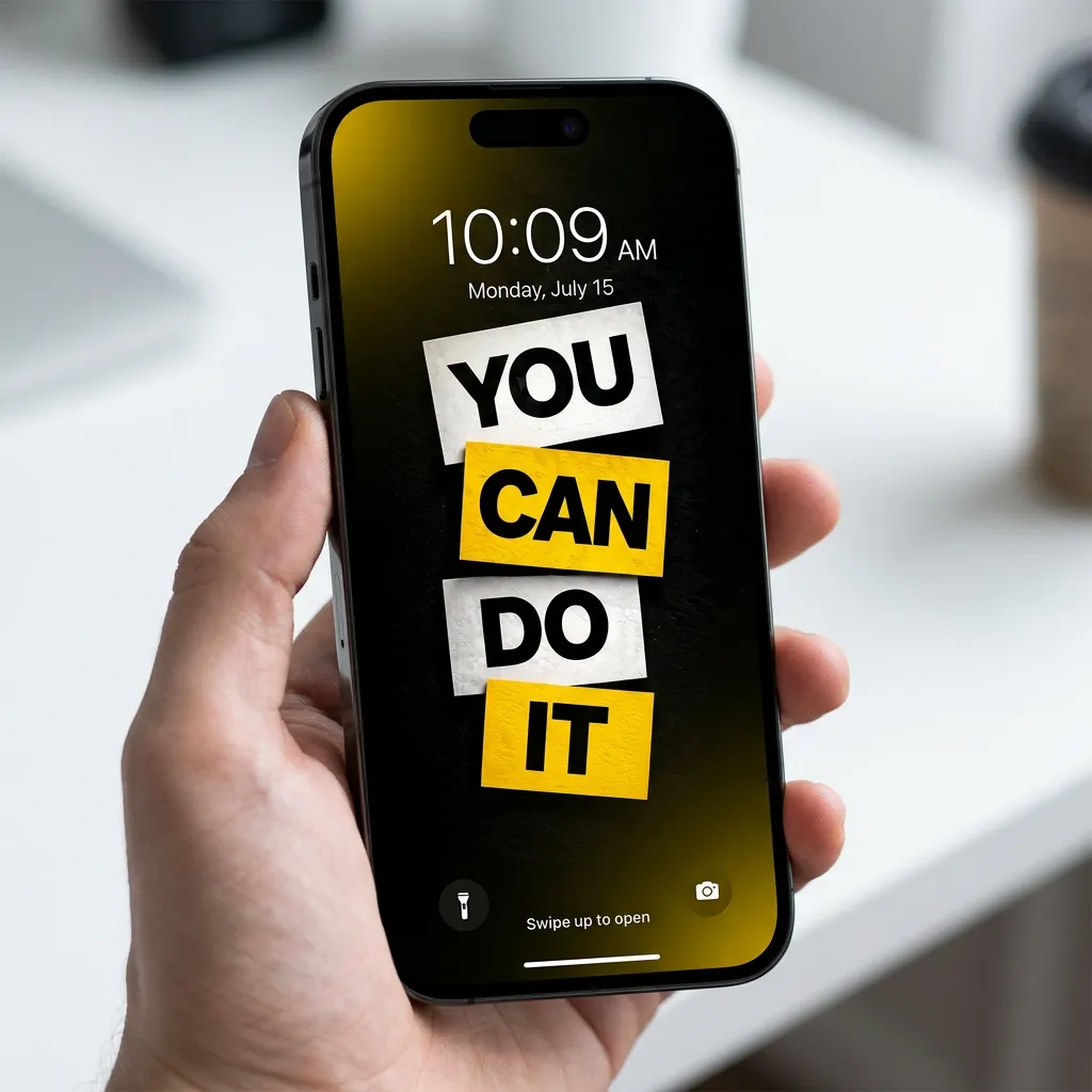 Success mindset iPhone wallpaper with you can do it motivational quotes design mockup two