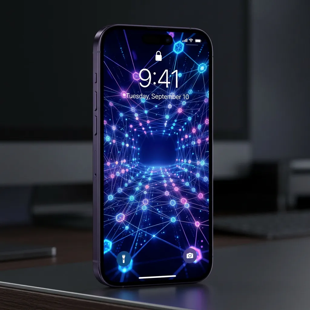 Tech network iPhone wallpaper abstract digital data connections background mockup two